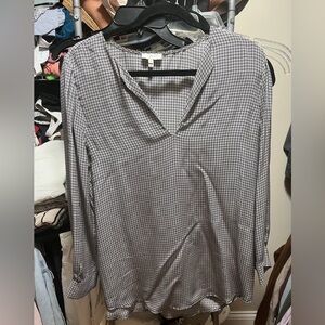 Joie Black and White Grid silk Blouse